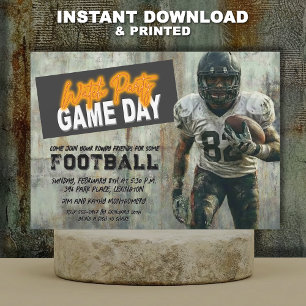 Grunge Football Super Player Party Invitation