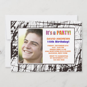 Grunge Frame Photo Birthday Party Invitation