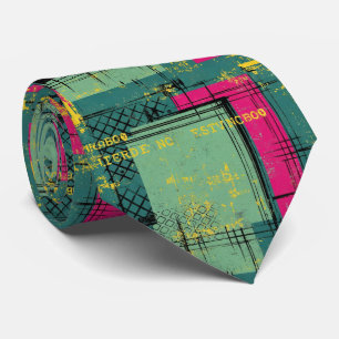 Grunge Geometric Street Art Collage Pattern Tie