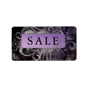 Grunge Glitter Salon Black Purple Sale Address Label