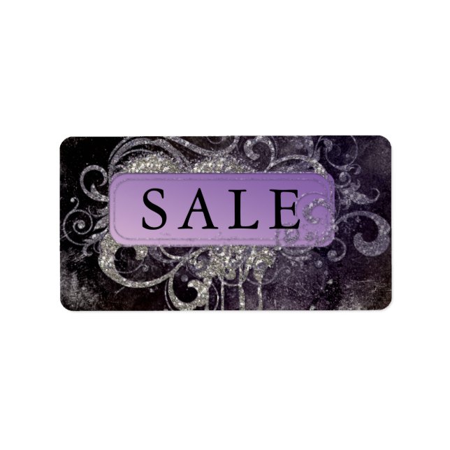 Grunge Glitter Salon Black Purple Sale Address Label (Front)