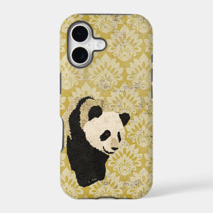 Grunge Gold Damask Panda iPhone Case