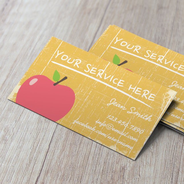 Grunge Gold Wood Texture & Big Apple Business Card (Creator Uploaded)