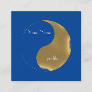 Grunge golden&blue yin yang square business card