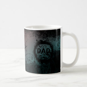 Grunge-Goth Dad with Skulls and Bat Coffee Mug