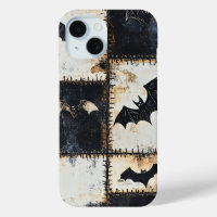 Grunge Gothic Bats & Skulls Denim Pattern