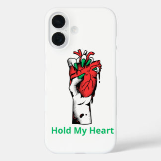 Grunge Gothic Hand Holding Heart Artwork iPhone 16 Case