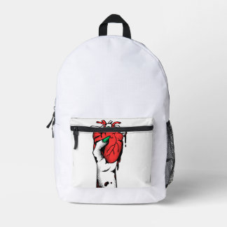 Grunge Gothic Hand Holding Heart Wallet Printed Backpack