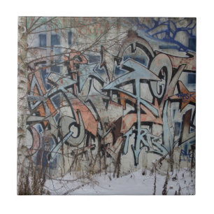 Grunge Graffiti Wall Ceramic Tile