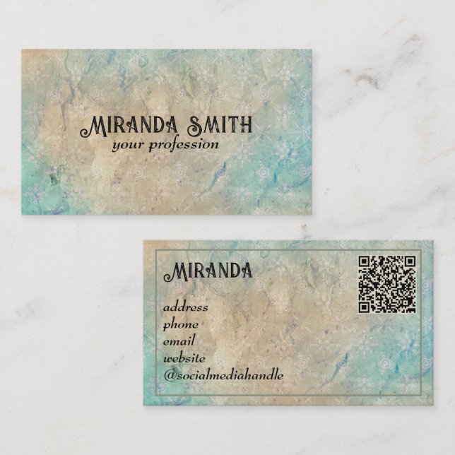 Grunge Gray Vintage Custom QR Code Business Card (Front/Back)