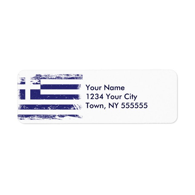 Grunge Greece Flag Return Address Label (Front)