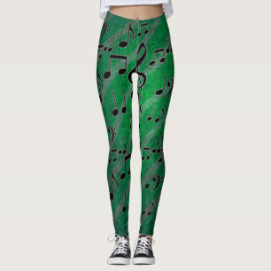Grunge green music note leggings