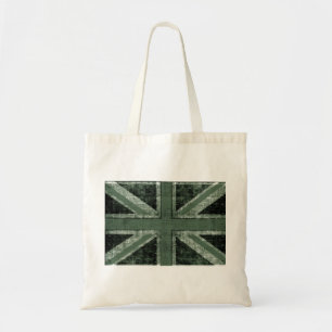 grunge green UK flag design Tote Bag