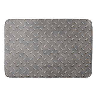 Grunge Grey Metal Tread Pattern Bath Mat
