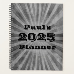 Grunge Grey Stripes Personalised Planner