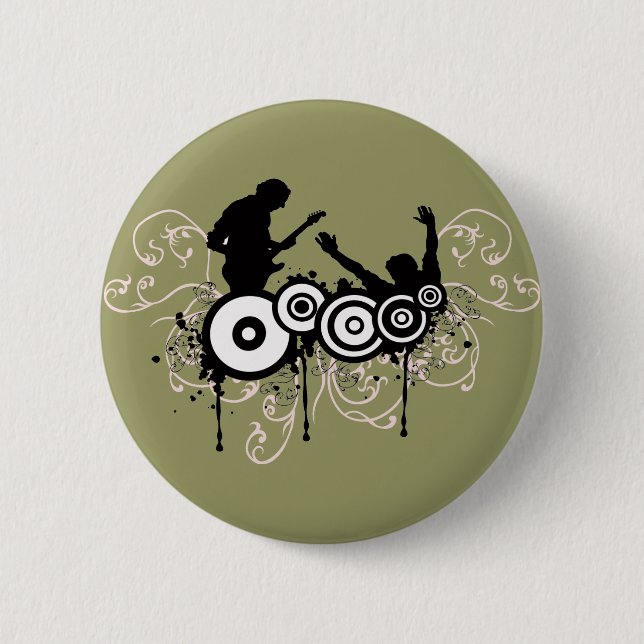 Grunge Guitar 6 Cm Round Badge (Front)