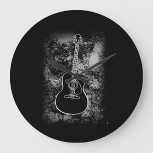 Grunge Guitar Graphic Guitarist Rock Musician Jazz Large Clock