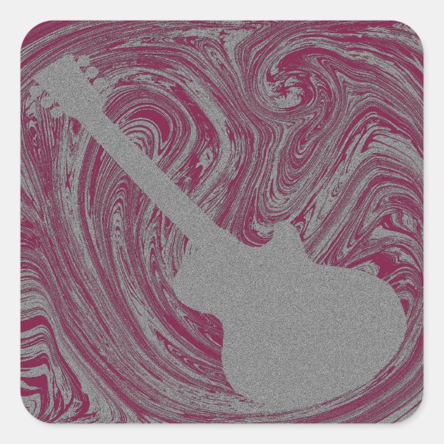 Grunge Guitar Square Sticker, Pink Sticker (Front)
