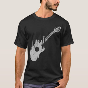 Grunge Guitar With City Skyline Band Tee Guitar Mu
