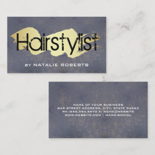 Grunge Hairstylist Gold Scribble Business Card