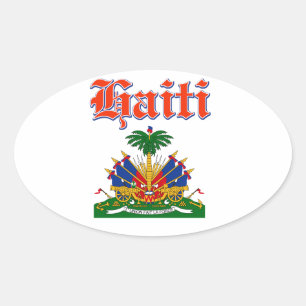 Grunge Haiti coat of arms designs Oval Sticker