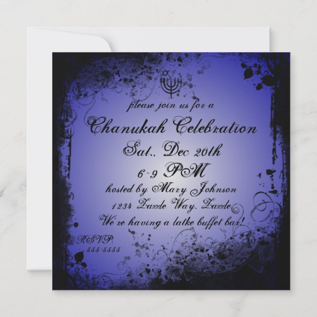 Grunge Hanukkah Invitation (Back)
