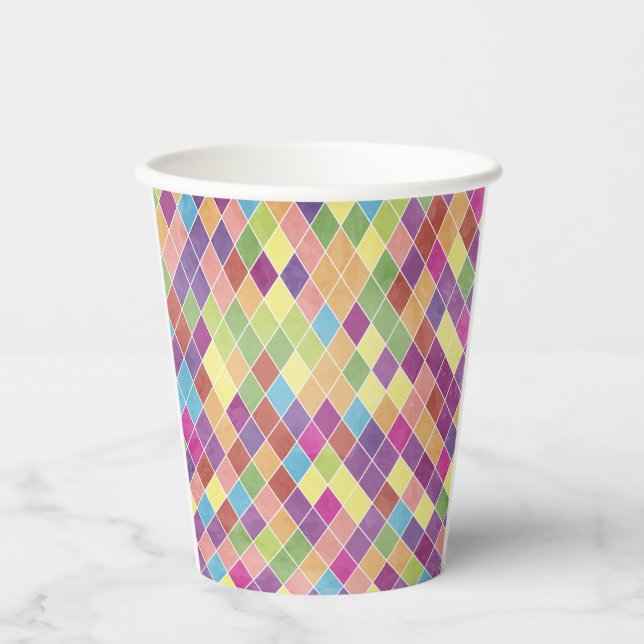 Grunge Harlequin Pattern Paper Cups (Front)