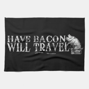 Grunge Have Bacon Will Travel Tea Towel