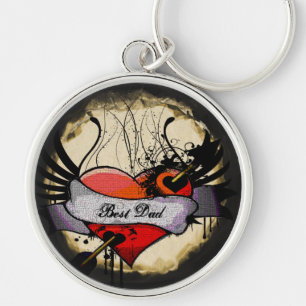 Grunge Heart Best Dad KeyChain