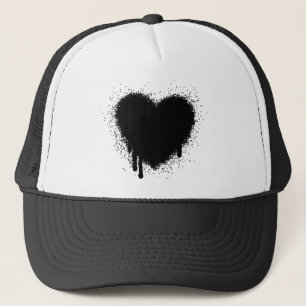Grunge Heart - Black Trucker Hat