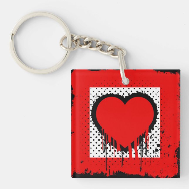 Grunge heart key ring (Front)
