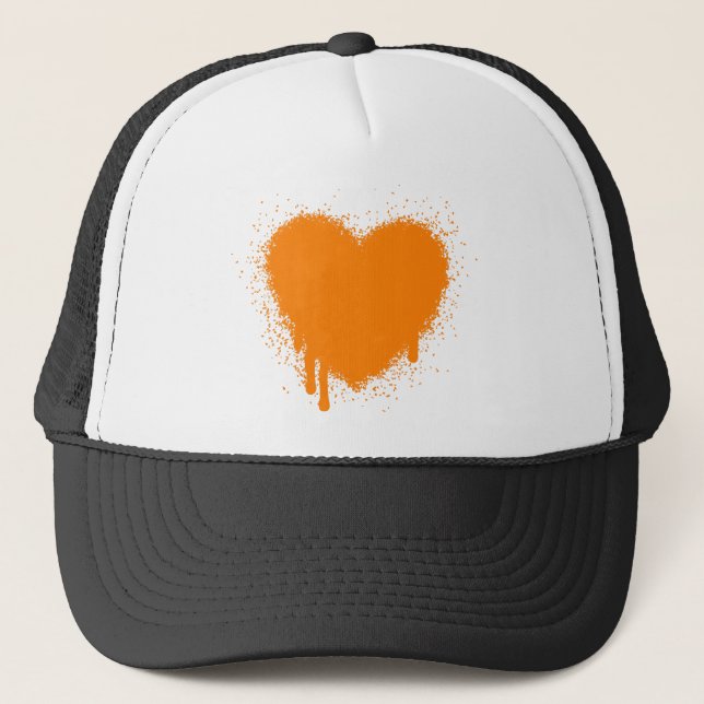 Grunge Heart - Orange Trucker Hat (Front)
