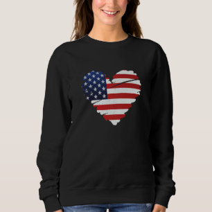Grunge Heart USA Flag Patriotic Valentine's Day Sweatshirt