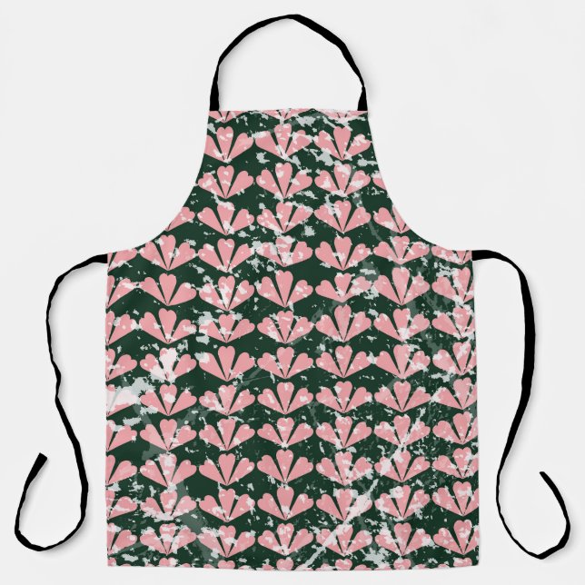 Grunge hearts and flowers pattern. apron (Front)