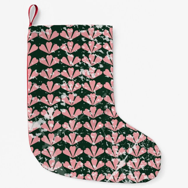 Grunge hearts and flowers pattern. small christmas stocking (Front)