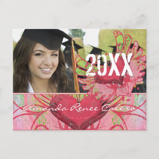 Grunge Hearts Class of  Graduation Invitations (Front)