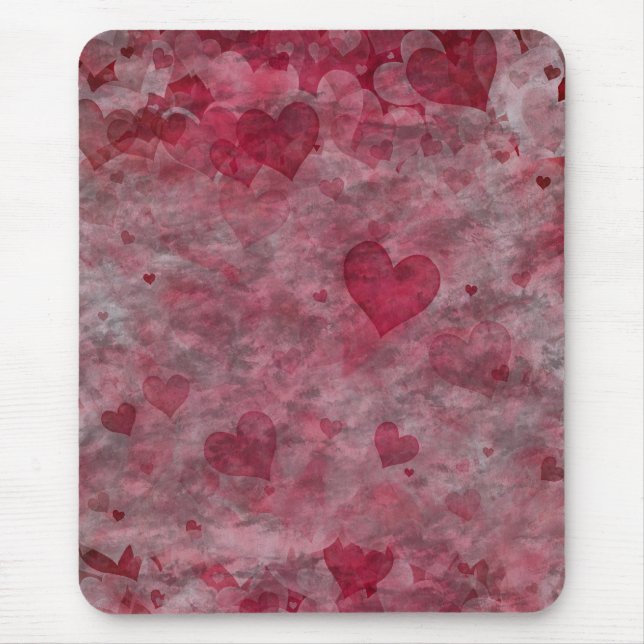 Grunge Hearts Mousepad (Front)