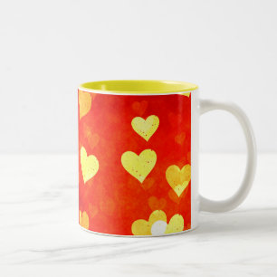Grunge hearts Two-Tone coffee mug
