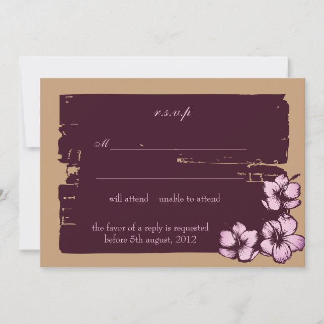 Grunge hibiscus -rsvp cards (Front)
