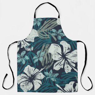 Grunge Hibiscus, Tropical Floral Wallpaper. Apron