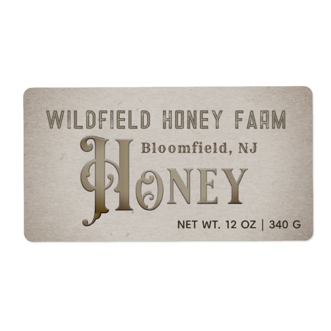Grunge HONEY Farm Market Label Honeycomb  (Front)