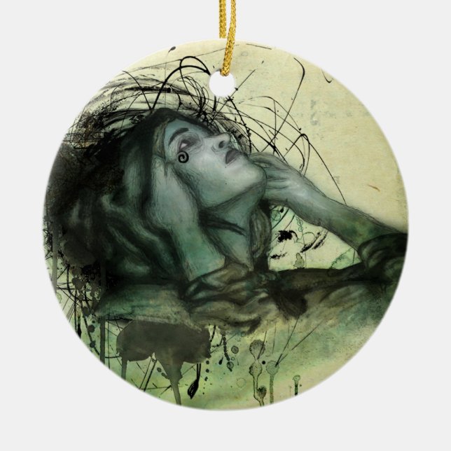Grunge Hood Portrait Ceramic Ornament (Front)