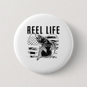 Grunge Hook American Flag Fisherman Merch. Fishing 6 Cm Round Badge