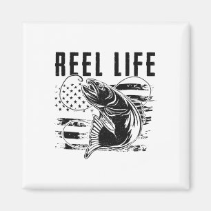 Grunge Hook American Flag Fisherman Merch. Fishing Magnet