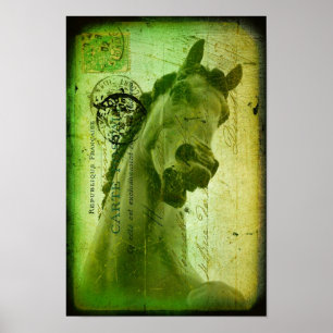 Grunge Horse Postcard-Like Poster