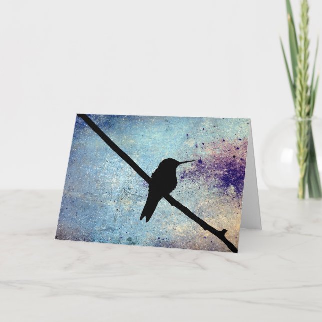 Grunge Hummingbird Card (Front)