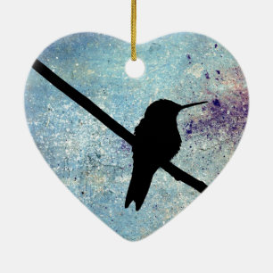 Grunge Hummingbird Ceramic Ornament