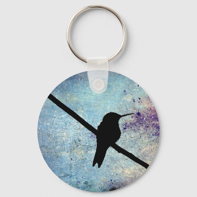 Grunge Hummingbird Key Ring (Front)