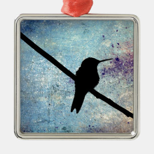 Grunge Hummingbird Metal Ornament