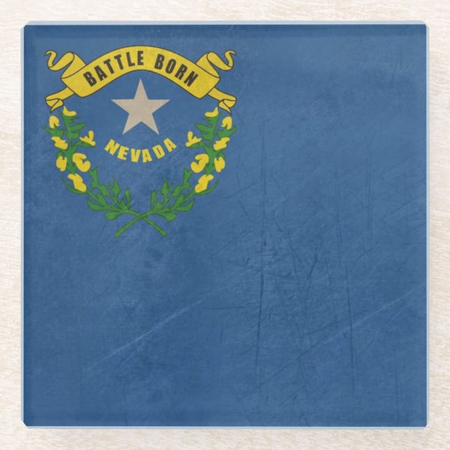 Grunge illustration of Nevada state flag Glass Coaster (Front)